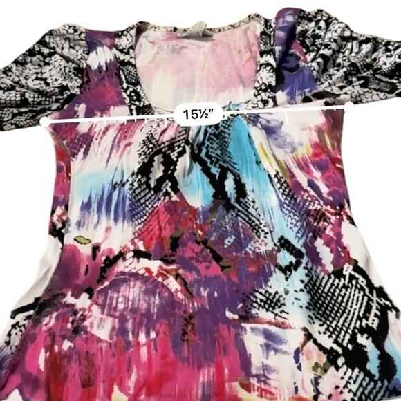 Alberto Makali Multicolor Abstract Black‎ & White Snakeskin Print Top Sz S - Picture 4 of 5